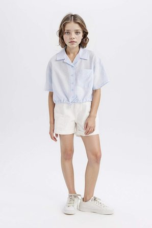 DeFacto Cropped Fit Kısa Kollu Gömlek Kız Çocuk D7641A825SMBE745