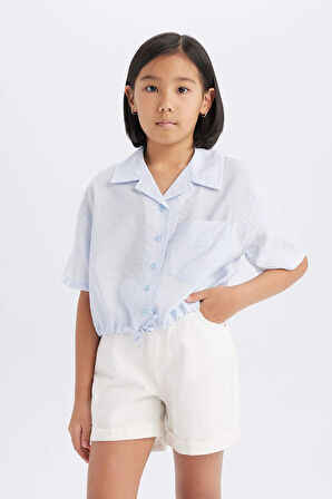 DeFacto Kız Çocuk Cropped Fit Kısa Kollu Gömlek D7641A825SMBE745