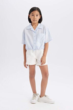 DeFacto Kız Çocuk Cropped Fit Kısa Kollu Gömlek D7641A825SMBE745