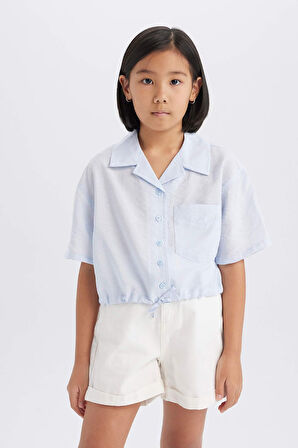 DeFacto Kız Çocuk Cropped Fit Kısa Kollu Gömlek D7641A825SMBE745