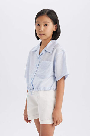 DeFacto Kız Çocuk Cropped Fit Kısa Kollu Gömlek D7641A825SMBE745