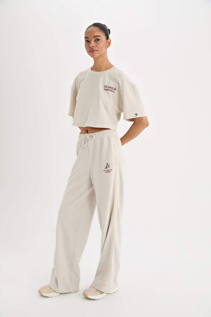 DeFactoFit NBA Los Angeles Lakers Wide Leg Geniş Paça Standart Boy Pike Sporcu Pantolon D6120AX25SPBG745