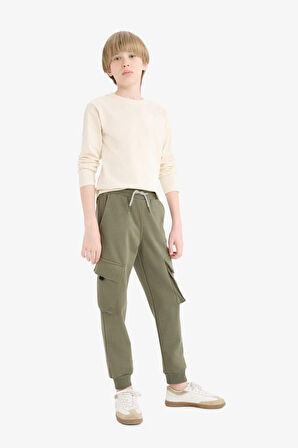 Erkek Çocuk Bisiklet Yaka Basic Düz Uzun Kollu Tişört