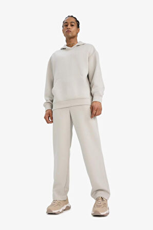 Boxy Fit Kapüşonlu Kanguru Cepli Jakarlı Sweatshirt