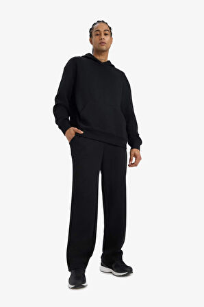Boxy Fit Kapüşonlu Jakarlı Sweatshirt