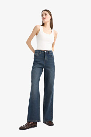 90's Wide Leg Yüksek Bel Düz Paça Uzun Jean Pantolon