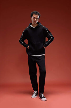 Boxy Fit Kapüşonlu Baskılı Sweatshirt