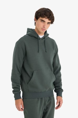 DeFacto Regular Fit Kapüşonlu İçi Yumuşak Tüylü Kanguru Cepli Basic Düz Sweatshirt X8283AZ25AUGN1155