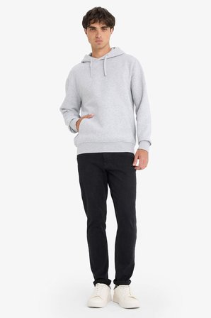DeFacto Regular Fit Kapüşonlu İçi Yumuşak Tüylü Kanguru Cepli Basic Düz Sweatshirt X8283AZ25AUGR389