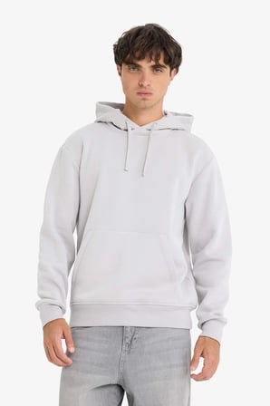 DeFacto Regular Fit Kapüşonlu İçi Yumuşak Tüylü Kanguru Cepli Basic Düz Sweatshirt X8283AZ25AUGR184