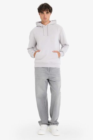 DeFacto Regular Fit Kapüşonlu İçi Yumuşak Tüylü Kanguru Cepli Basic Düz Sweatshirt X8283AZ25AUGR184