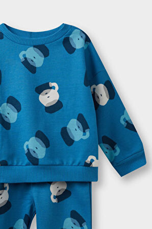 Erkek Bebek 2'li Takım Desenli Sweatshirt Eşofman Altı