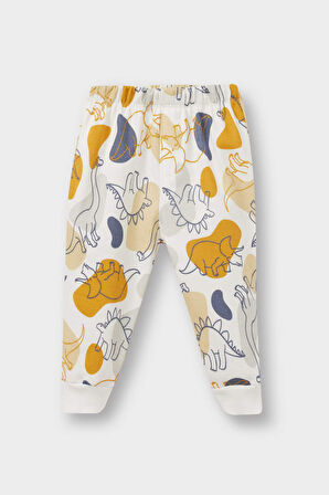 Erkek Bebek 2'li Takım Dinozor Baskılı Sweatshirt Eşofman Altı