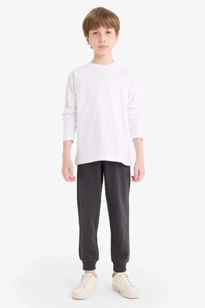 Defacto K8852A6AR138 Antrasit Erkek Çocuk Beli Lastikli Okul Jogger Eşofman Altı