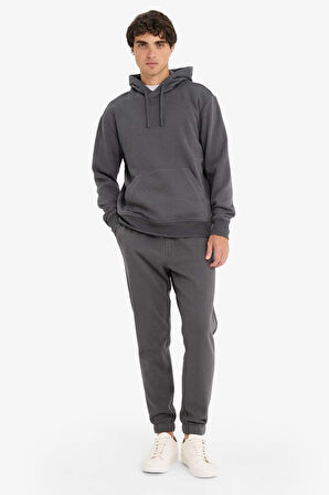 Regular Fit Beli Bağcıklı Cepli Paçası Lastikli Şardonlu Basic Düz Jogger Eşofman Altı