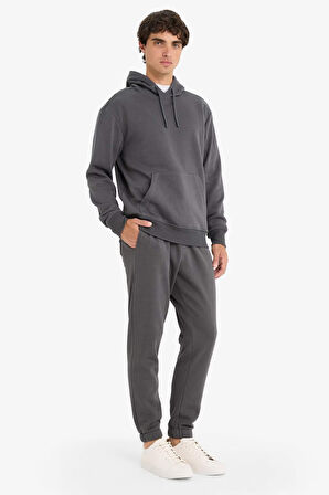 Regular Fit Beli Bağcıklı Cepli Paçası Lastikli Şardonlu Basic Düz Jogger Eşofman Altı