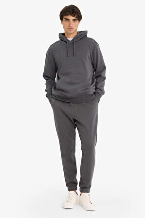 Regular Fit Beli Bağcıklı Cepli Paçası Lastikli Şardonlu Basic Düz Jogger Eşofman Altı