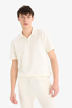 DeFacto Regular Fit Polo Yaka Kısa Kollu Dokulu Tişört E4027AX25SPER223