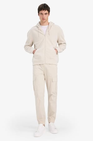 Boxy Fit Kapüşonlu Fermuarlı Polar Sweatshirt