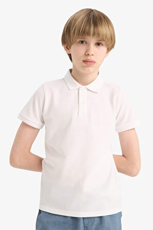 Erkek Çocuk Polo Yaka Basic Düz Pike Kısa Kollu Tişört