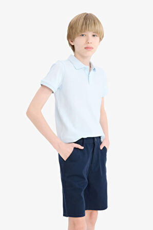Erkek Çocuk Polo Yaka Basic Düz Pike Kısa Kollu Tişört
