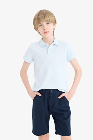 Erkek Çocuk Polo Yaka Basic Düz Pike Kısa Kollu Tişört