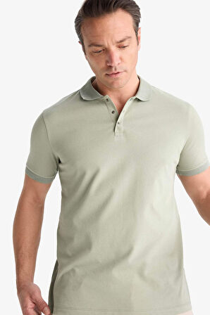 Slim Fit Dar Kesim Kısa Kollu Basic Düz Polo Tişört