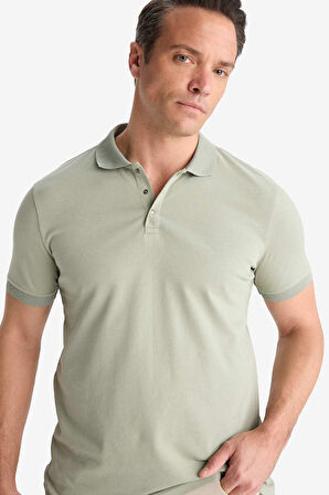 Slim Fit Dar Kesim Kısa Kollu Basic Düz Polo Tişört