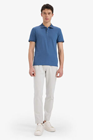 DeFacto Slim Fit Dar Kesim Polo Yaka Kısa Kollu Dokulu Basic Düz Tişört T5259AZ25SMIN233