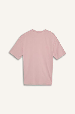 DeFacto %100 Pamuk Oversize Geniş Kalıp Bisiklet Yaka Basic Düz Kısa Kollu Tişört T7037AZ25SMPR347