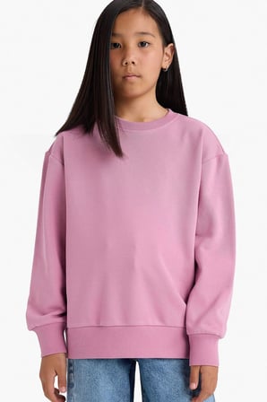 Defacto A2797A8PN455 Pembe Kız Çocuk Relax Fit Bisiklet Yaka Basic Düz Okul Sweatshirt