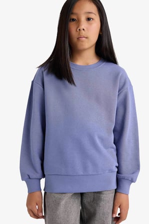 Defacto A2797A8PR510 Mor Kız Çocuk Relax Fit Bisiklet Yaka Basic Düz Okul Sweatshirt