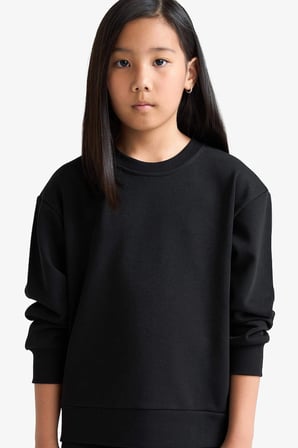 Defacto A2797A8BK81 Siyah Kız Çocuk Relax Fit Bisiklet Yaka Basic Düz Okul Sweatshirt