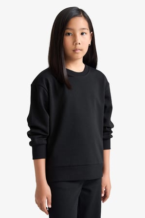 Defacto A2797A8BK81 Siyah Kız Çocuk Relax Fit Bisiklet Yaka Basic Düz Okul Sweatshirt