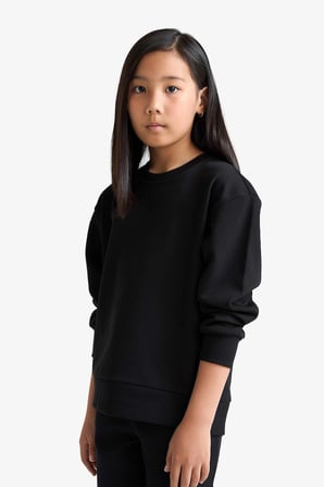 Defacto A2797A8BK81 Siyah Kız Çocuk Relax Fit Bisiklet Yaka Basic Düz Okul Sweatshirt