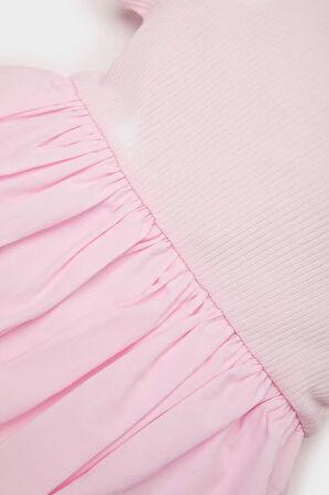 Kız Bebek Kısa Kollu Fitilli Kaşkorse Yazlık Elbise