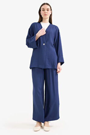 Wide Leg Krinkıl Kumaş Geniş Paça Pantolon