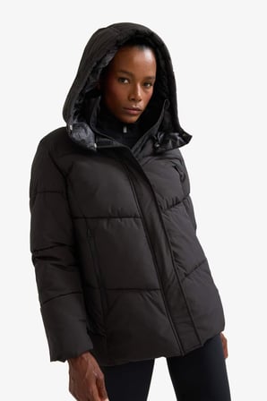 DeFacto Su İtici Regular Fit Yarım Polar Astarlı Kapüşonlu Fermuarlı Kışlık Mont A1553AX25WNBK81