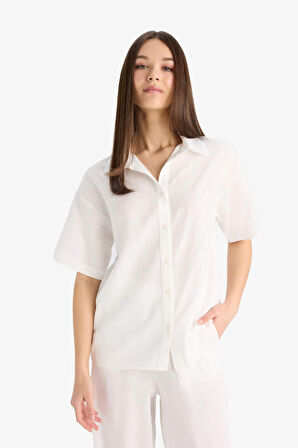 Oversize Geniş Kalıp Basic Düz Kısa Kollu Gömlek