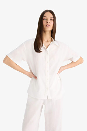 Oversize Geniş Kalıp Basic Düz Kısa Kollu Gömlek
