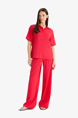 Oversize Geniş Kalıp Basic Düz Kısa Kollu Gömlek