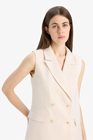 Regular Fit Ceket Yaka Tensel  Blazer Yelek