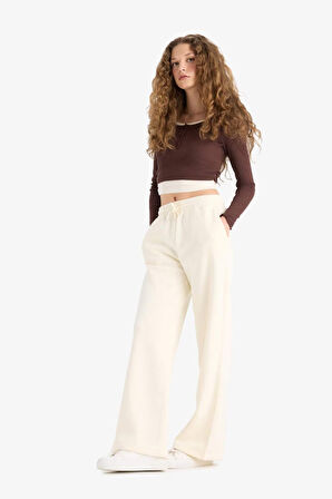 Straight Fit Beli Bağcıklı Cepli Düz Paça Eşofman Altı