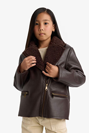 Kız Çocuk Pelüş Astar Fermuarlı Cepli Mont