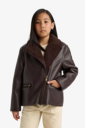 Kız Çocuk Pelüş Astar Fermuarlı Cepli Mont