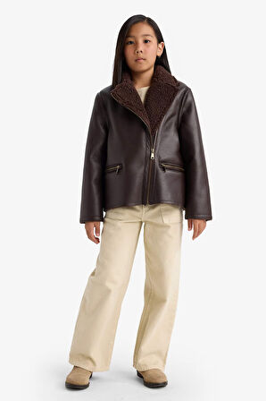 Kız Çocuk Pelüş Astar Fermuarlı Cepli Mont