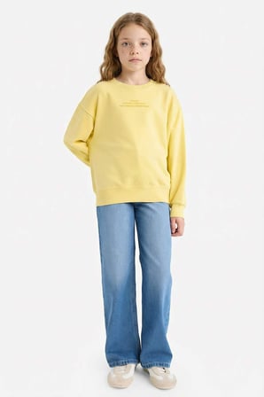 DeFacto Relax Fıt Baskılı Sweatshırt Kız Çocuk E6782A826SPYL115