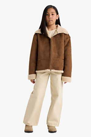 Kız Çocuk Pelüş Astar Fermuarlı Mont