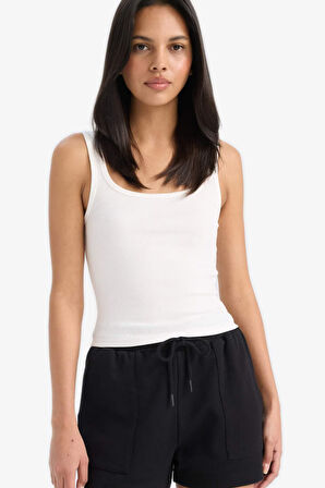 DeFacto Slim Fit Dar Kesim Basic Düz Yuvarlak Yaka Fitilli Kaşkorse Atlet E5540AX25SMWT32