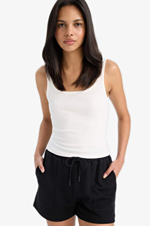 DeFacto Slim Fit Dar Kesim Basic Düz Yuvarlak Yaka Fitilli Kaşkorse Atlet E5540AX25SMWT32